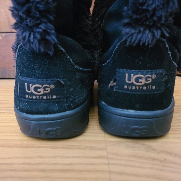 UGG BOOTS NIGHTFALL MID-CALF BLACK SHEARLING FUR-LINED SUEDE LEATHER 5 women's - Picture 5 of 7